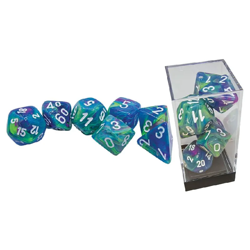 Chessex - 7-Set Mega Hedrals: Festive Waterlily/White