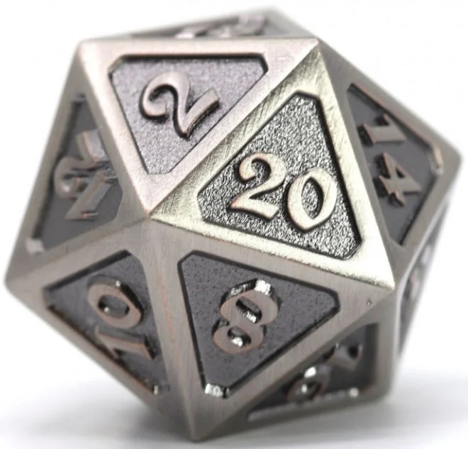 D20 Die Hard Dice Metal - Mythica Battleworn Silver (Single)