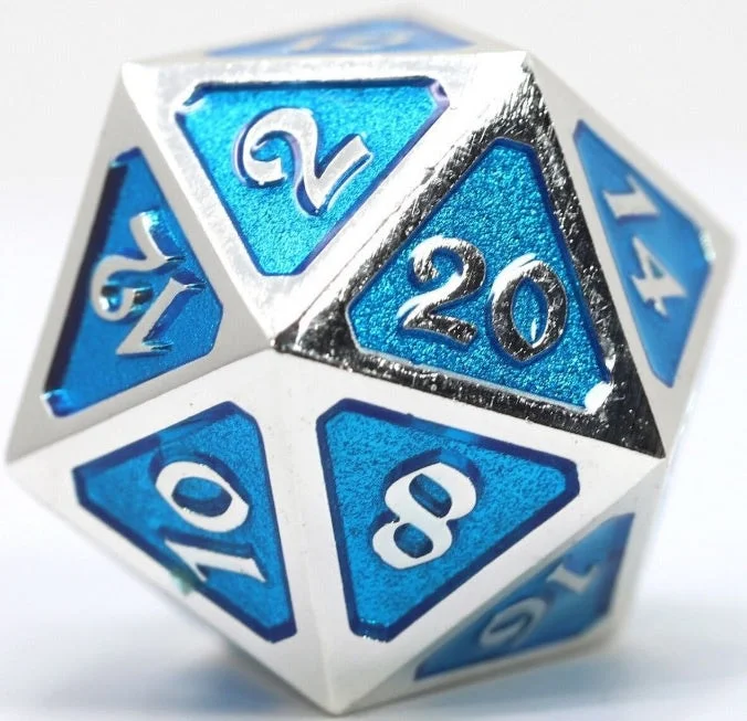 D20 Die Hard Dice Metal - Mythica Platinum Aquamarine (Single)