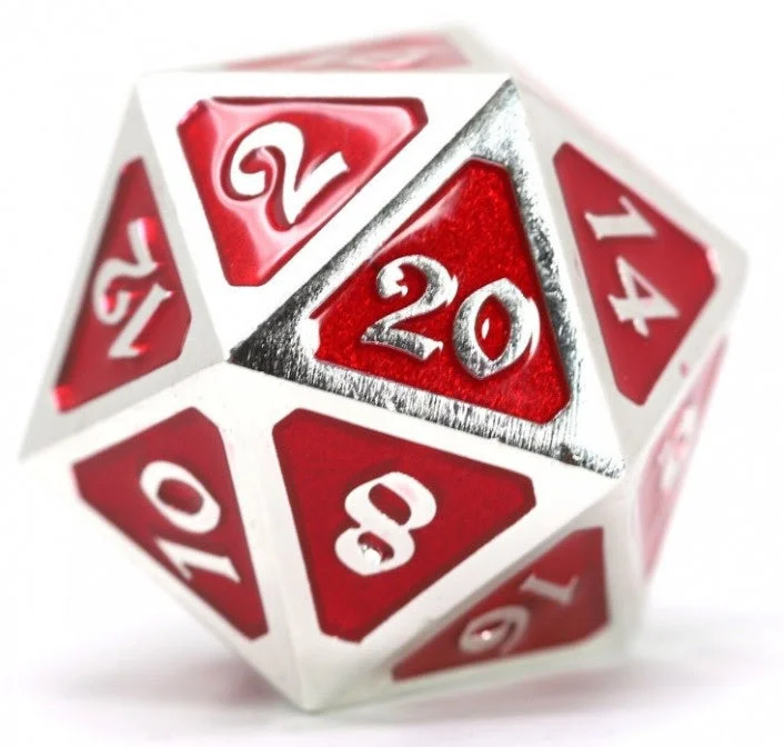 D20 Die Hard Dice Metal - Mythica Platinum Ruby (Single)