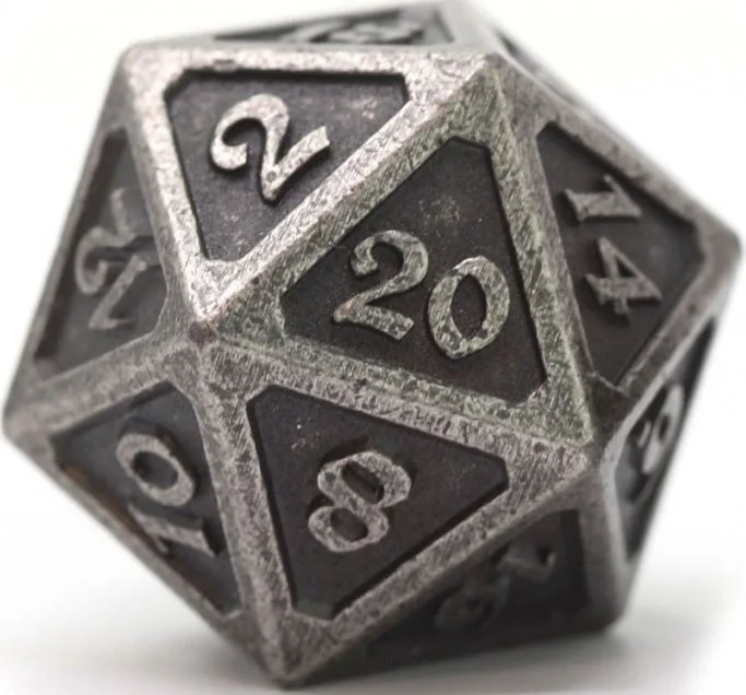 D20 Dire Die Hard Dice - Mythica Dark Silver (Single)