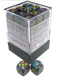 D6 Dice Festive 12mm Mosaic/Yellow (36 Dice in Display) CHX27850