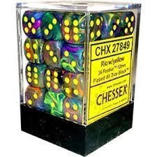 D6 Dice Festive 12mm Rio/Yellow (36 Dice in Display) CHX27849