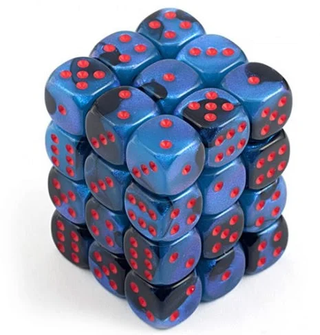 D6 Dice Gemini 12mm Black-Starlight/Red (36 Dice in Display) CHX26858