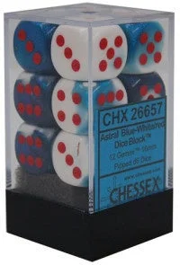 D6 Dice Gemini 16mm Astral Blue-White/Red CHX26657