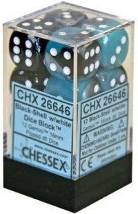 D6 Dice Gemini 16mm Black-Shell/White CHX26646