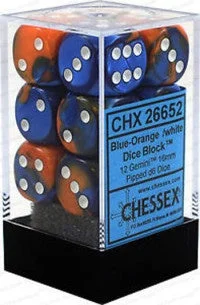 D6 Dice Gemini 16mm Blue-Orange/White CHX26652