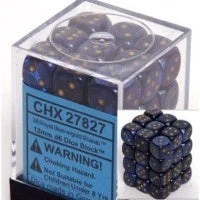 D6 Dice Scarab 12mm Royal Blue/Gold (36 Dice in Display) CHX27827