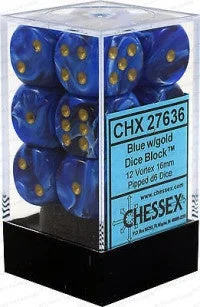 D6 Dice Vortex 16mm Blue/Gold CHX27636