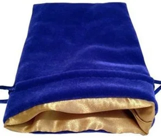 Dice Bag Blue Velvet with Gold Satin Lining