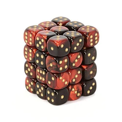 Dice Gemini 12mm D6 Black Red w/Gold (36) CHX26833