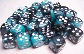 Dice Gemini 12mm D6 Black Shell w/White (36) CHX26846