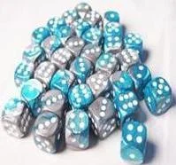 Dice Gemini 12mm D6 Steel Teal w/White (36)  CHX26856