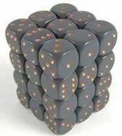 Dice Opaque 12mm D6 Grey with Copper (36) CHX25820