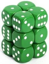 Dice Opaque 16mm d6 Green/White CHX25605