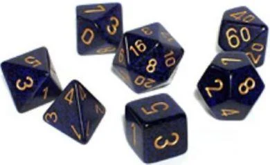 Dice Set Golden Cobalt Speckled (7) CHX25337