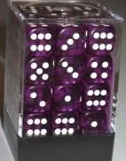 Dice Translucent 12mm D6 Purple with White (36)  CHX23807