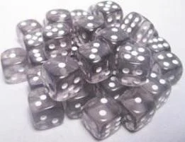 Dice Translucent 12mm D6 Smoke with White (36) CHX23808