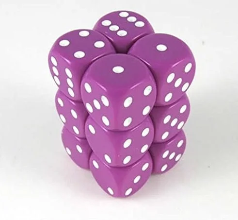 D6 Dice Opaque 16mm Light Purple/White CHX25627