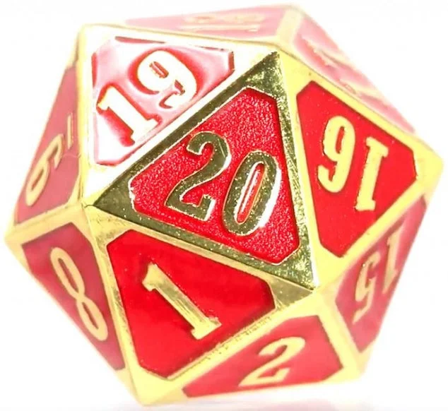 Die Hard Dice Metal MTG Roll Down Counter - Shiny Gold Ruby (Single)