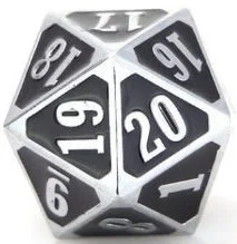 Die Hard Dice Metal MTG Roll Down Counter - Shiny Silver/Black (Single)