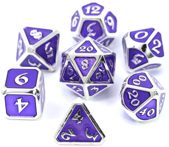 Die Hard Dice Metal Set Polyhedral Mythica Platinum Amethyst