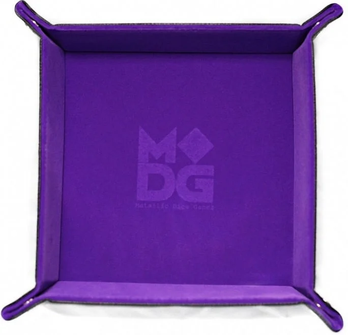 MDG Fold Up Velvet Dice Tray w/ PU Leather Backing: Purple