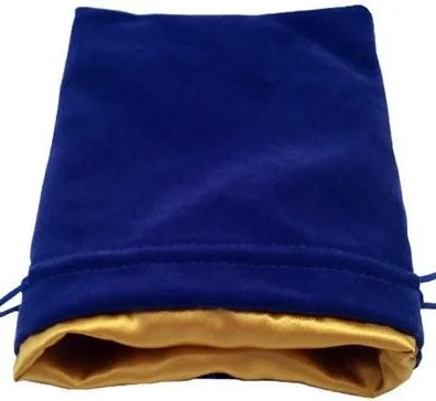 MDG Large Velvet Dice Bag with Gold Satin Lining Blue