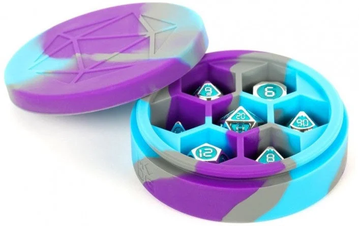 MDG Silicone Dice Case Round - Purple/Gray/Light Blue