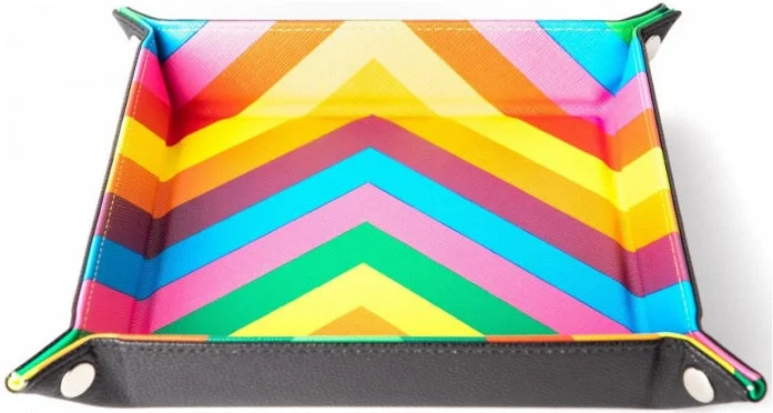 MDG Velvet Folding Dice Tray with Leather Backing - Rainbow