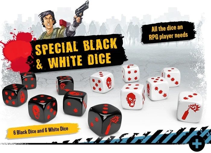 ZOMBICIDE 2ND EDITION BLACK & WHITE DICE