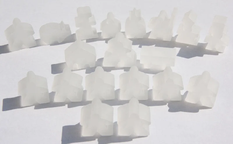 Carcassonne: Meeple - Complete Toy Figure Set (19 Pieces) (Frozen Colorless)