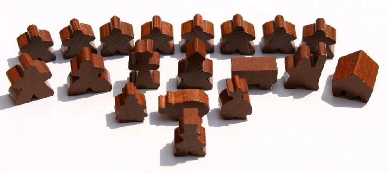 Carcassonne: Meeple - Complete Toy Figure Set (19 Pieces) (Wood Brown)