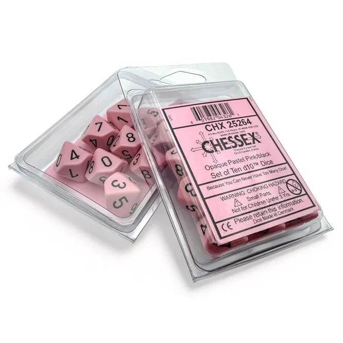 Chessex - 10D10 - Opaque - Pastel Pink/Black