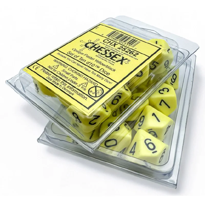 Chessex - 10D10 - Opaque - Pastel Yellow/Black