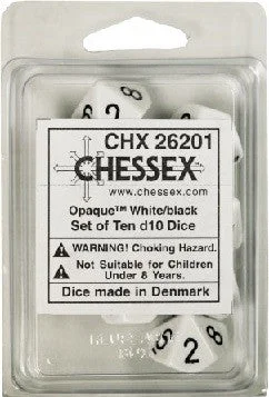 Chessex - 10D10 - Opaque - White/Black