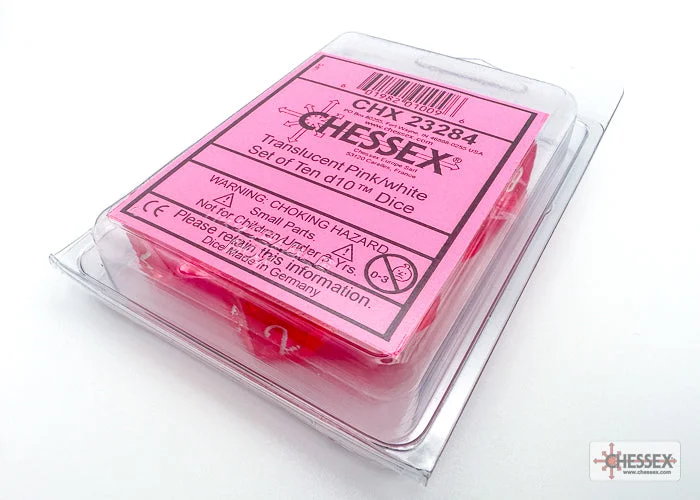 Chessex - 10D10 - Translucent - Pink/white