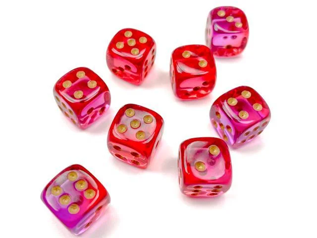 Chessex 26867 Gemini Translucent Red-Violet/Gold 12mm d6 Dice Block [36ct]