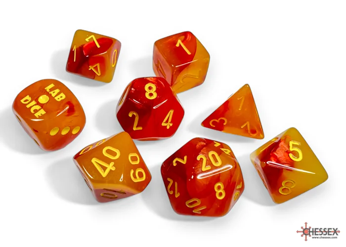 Chessex 30051 Gemini Gellow Red/yellow RPG Polyhedral Luminary [7ct]