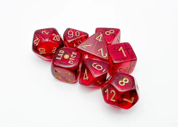 Chessex 30058 Translucent Crimson/gold Polyhedral 7-Die Set (with bonus die)