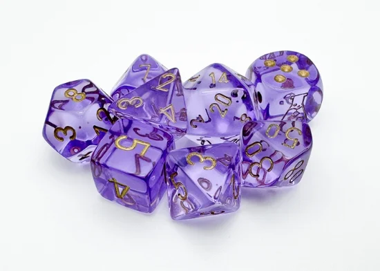 Chessex 30059 Translucent Lavender/gold Polyhedral 7-Die Set (with bonus die)