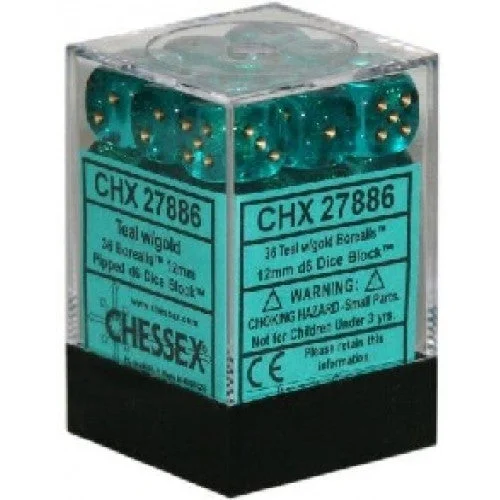 Chessex - 36D6 - Borealis - Teal/Gold