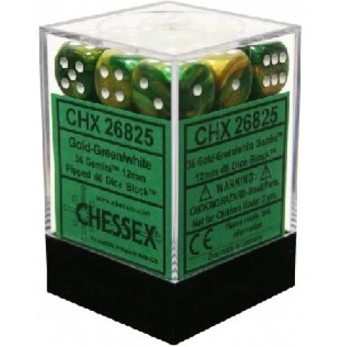 Chessex - 36D6 - Gemini - Gold-Green/White