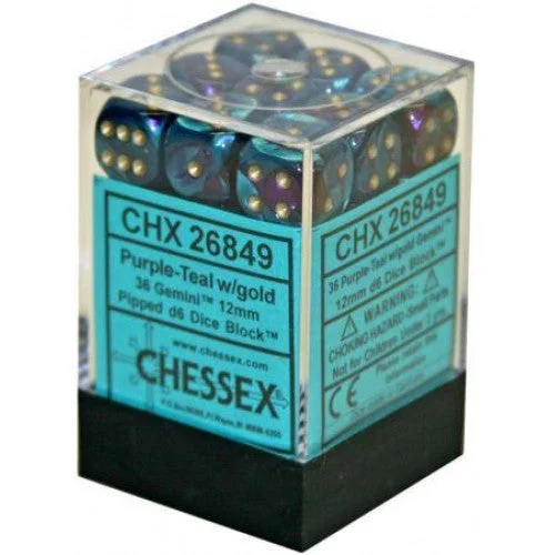 Chessex - 36D6 - Gemini - Purple-Teal/Gold