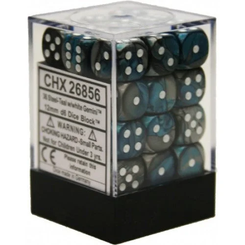 Chessex - 36D6 - Gemini - Steel-Teal/White