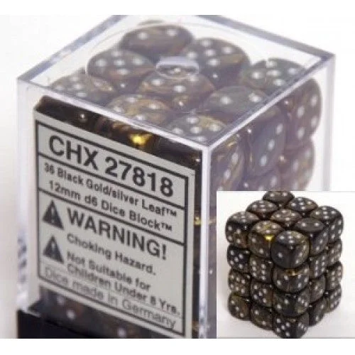 Chessex - 36D6 - Leaf - Black Gold/Silver