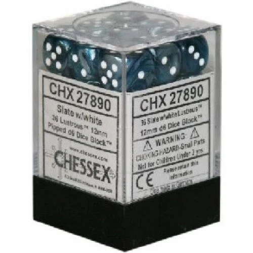 Chessex - 36D6 - Lustrous - Slate/White