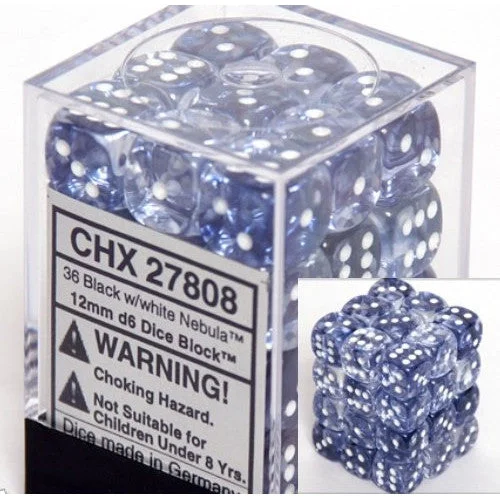 Chessex - 36D6 - Nebula - Black/White