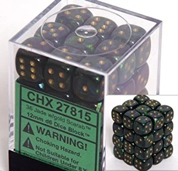 Chessex - 36D6 - Scarab - Jade/Gold