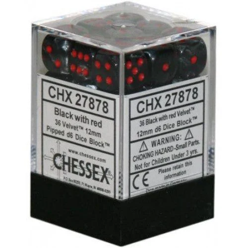 Chessex - 36D6 - Velvet - Black/Red